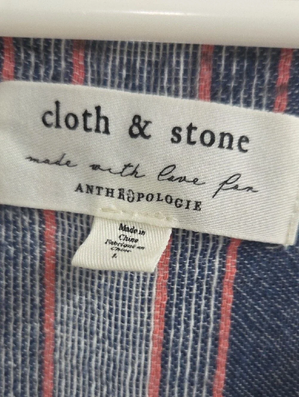 Anthropologie Blue, White & Red Striped Button-Front Top - Cloth & Stone
